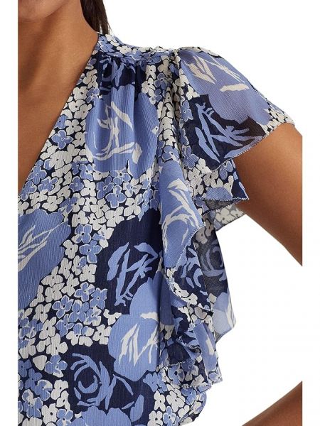 Рубашка в цветочек Lauren Ralph Lauren синяя