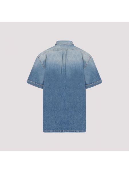 Koszula bawełniana z krótkim rękawem Givenchy niebieska