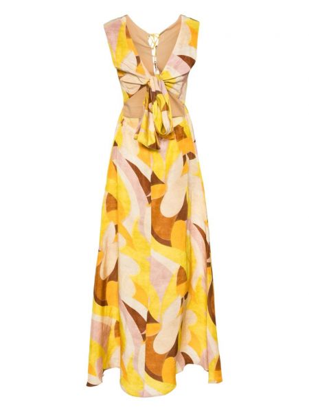 Šaty s abstraktním vzorem Raquel Diniz žluté