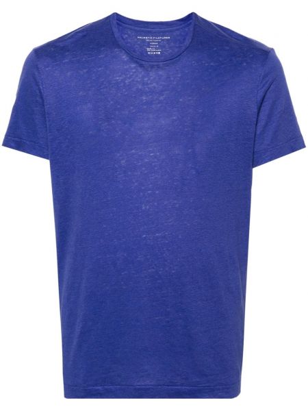 Leinen t-shirt mit rundem ausschnitt Majestic Filatures blau