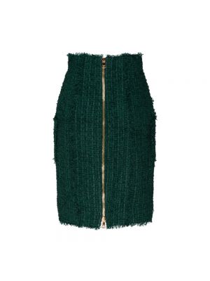 Mini falda de tweed Balmain verde