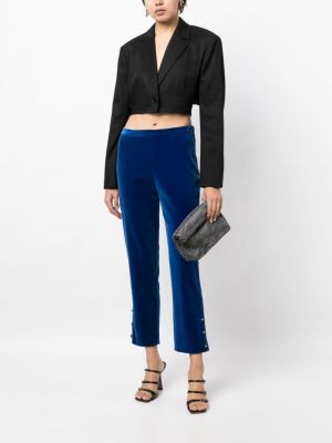 Sametové rovné kalhoty Chanel Pre-owned modré