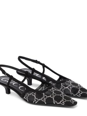 Полуотворени обувки с отворена пета Gucci черно