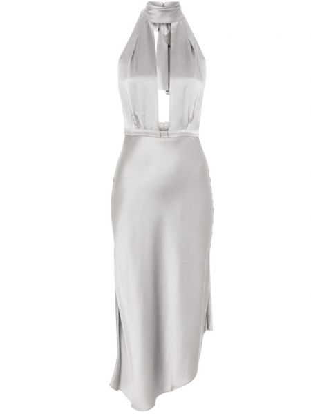 Асиметрична сатенена миди рокля Elisabetta Franchi сиво