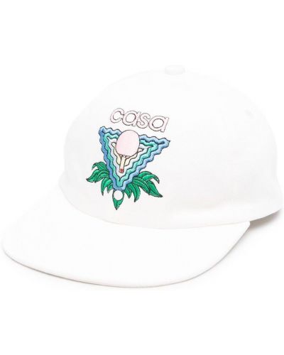 Brodert cap Casablanca hvit