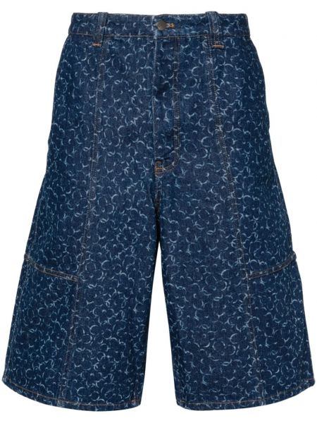 Denimshorts Maison Kitsuné blå