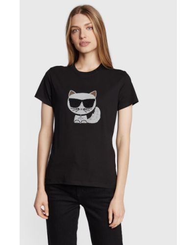 Pamut póló Karl Lagerfeld - fekete