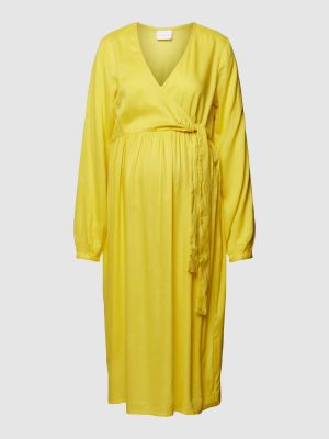 Sukienka z wiskozy z dekoltem w serek Mamalicious żółta