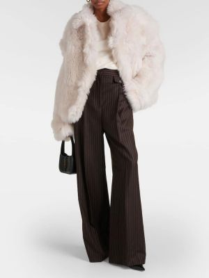 Pantaloni a vita alta di lana baggy The Mannei marrone