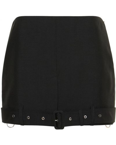 Moherowa mini spódniczka wełniana Burberry czarna