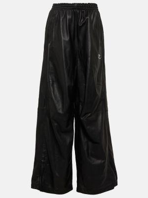 Pantaloni din piele cu croială lejeră Balenciaga negru