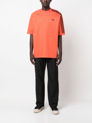 Raštuotas dryžuotas marškinėliai Y-3 oranžinė
