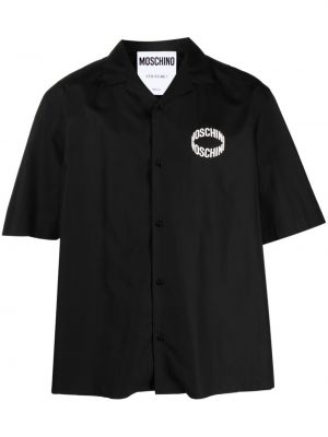 Bavlnená košeľa s potlačou Moschino čierna