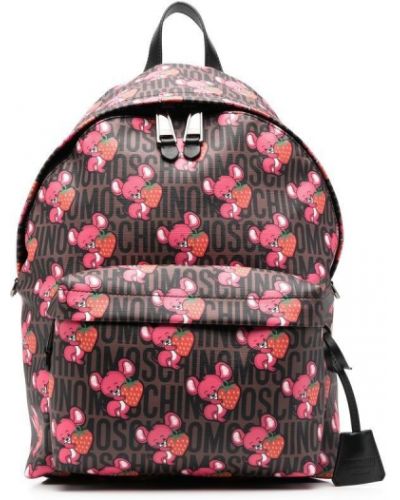 Trykt zip ryggsekk Moschino rosa