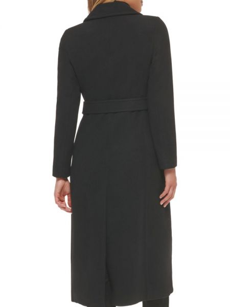 Шерстяное пальто с поясом Calvin Klein черное