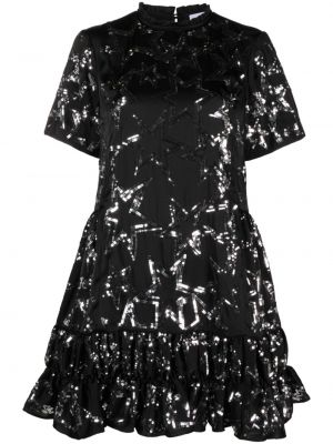 Koktejl obleka s cekini z zvezdico Rabanne črna