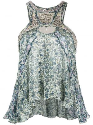 Top s printom s draperijom Isabel Marant plava