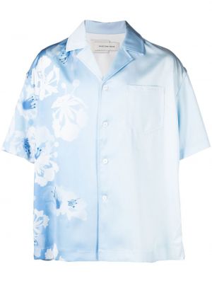 Gradienta krāsas krekls ar ziediem ar apdruku Feng Chen Wang