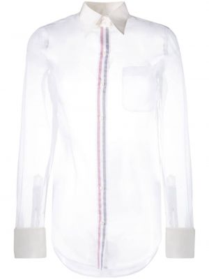 Прозрачна копринена риза Thom Browne бяло