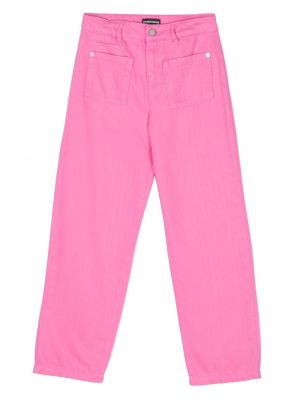 Kirjonta suoralahkeiset housut tytöille Emporio Armani Kids pinkki