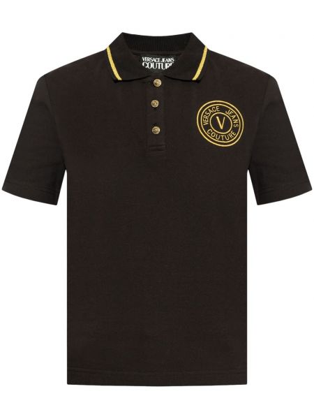 Poloshirt med broderier Versace Jeans Couture sort