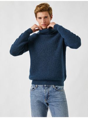 Vilnas džemperis ar augstu apkakli Koton zils