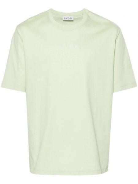 Βαμβακερή μπλούζα με κέντημα Lanvin πράσινο