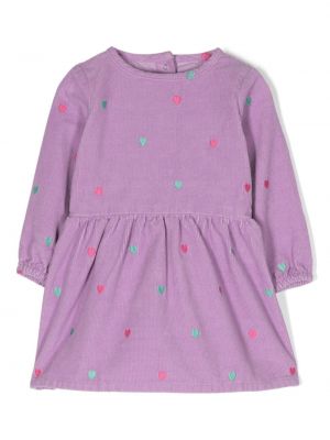 Vakosametti kirjonta pitkä mekko sydämillä tytöille Stella Mccartney Kids violetti