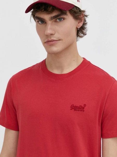 Koszulka bawełniana Superdry czerwona