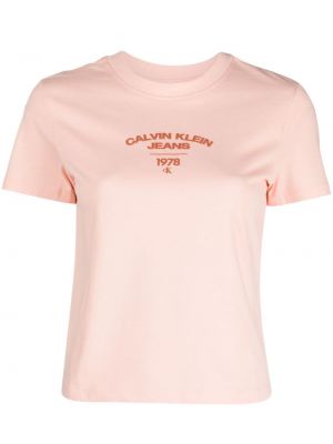 Raštuotas medvilninis marškinėliai Calvin Klein Jeans