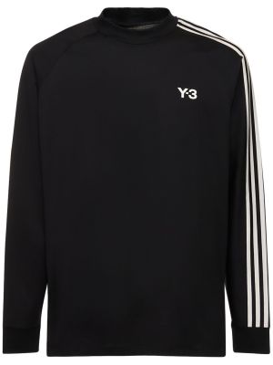 Pruhované bavlnené tričko s dlhými rukávmi Y-3 čierna