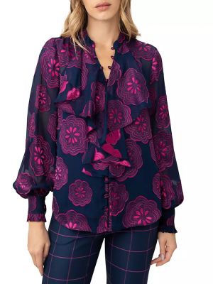Блузка с рюшами Trina Turk розовая