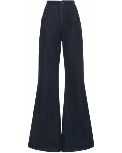 Jeans taille haute en coton large Alberta Ferretti bleu