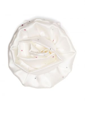 Svilena broška s cvetličnim vzorcem Manuri bela