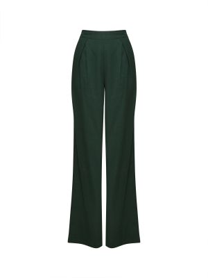 Широки панталони тип „марлен“ Sável зелено
