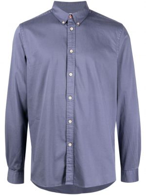 Pérová košeľa s golierom s gombíkmi Ps Paul Smith modrá