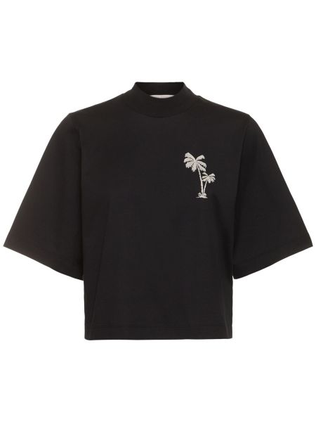 Памучна тениска Palm Angels черно