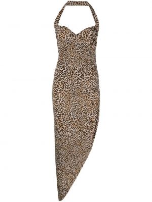 Koktejlkové šaty s potlačou s leopardím vzorom Norma Kamali