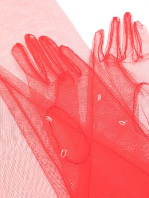 Przezroczyste rękawiczki tiulowe Maison Margiela czerwone