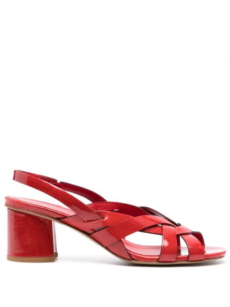Lakierowane sandały skórzane Del Carlo czerwone