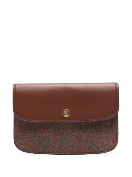 Listová kabelka s potlačou s paisley vzorom Etro hnedá