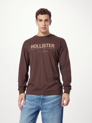 Tričko s dlhými rukávmi Hollister hnedá