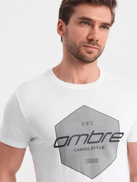 Kokvilnas polo krekls ar apdruku Ombre balts
