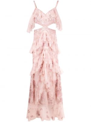 Ruffle slite kjole Zuhair Murad rosa