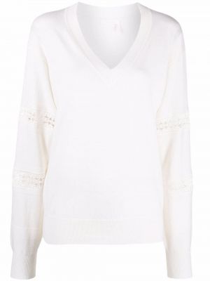 Пуловер бродиран See By Chloé бяло