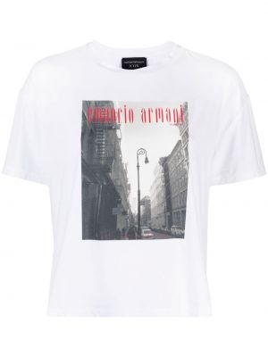 Raštuotas marškinėliai Emporio Armani balta