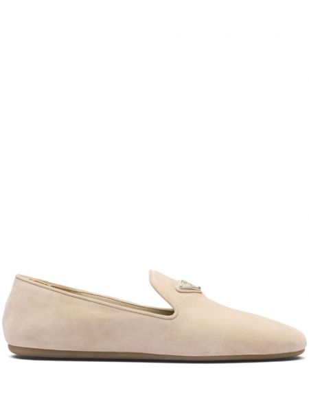 Loafers en cuir Prada beige