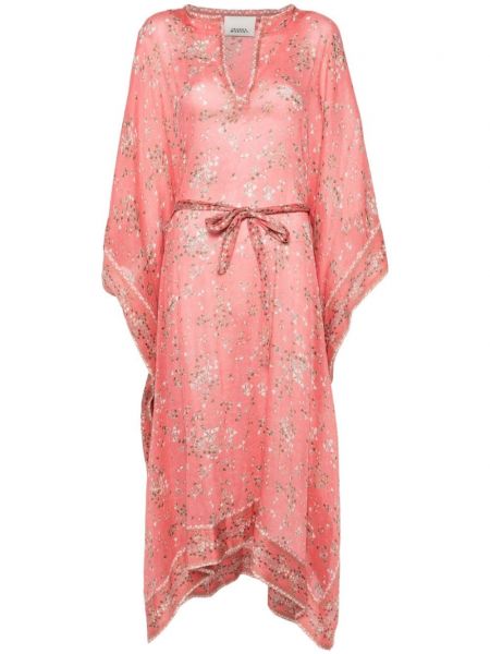 Krepové dlouhé šaty Isabel Marant ružová