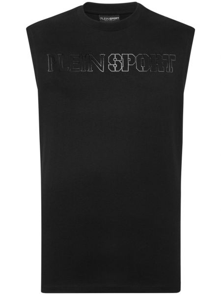 Kamizelka bawełniana z nadrukiem Plein Sport czarna