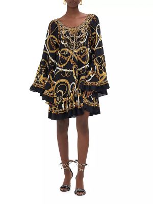 Шелковое платье-трапеция с принтом с абстрактным узором Camilla